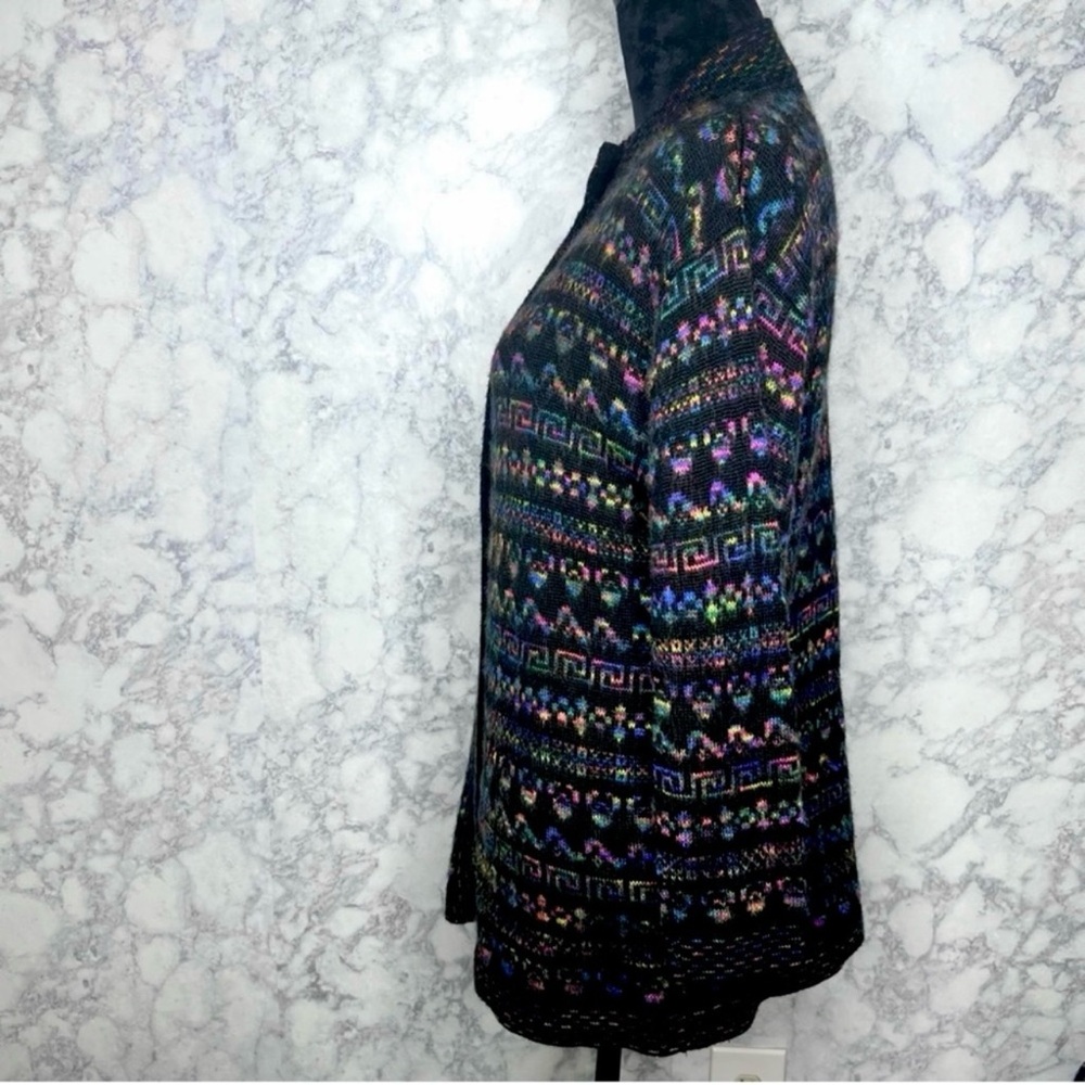 ⭐️ Country Shop 80s WOOL MOHAIR Intarsia Knit Button Up Cardigan Sweater Unisex - Picture 3 of 10